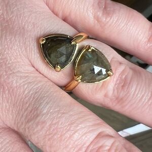 Labradorite Double Gemstone Adjustable Ring NWT